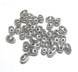 画像1: Mattte Silver Twin Hole Seed Beads(40個入り）