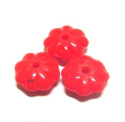 画像1: Red Flower Beads
