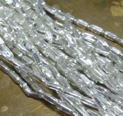 画像1: Silver Hollow Glass Beads 約5*1.5mm(1連）