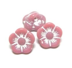 画像1: Pink Flower Beads 10mm