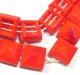 2hole Red Square Beads 13mm