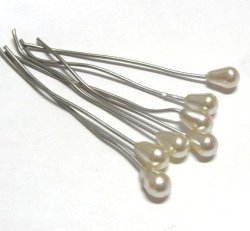 画像1: Pearl Drop Wired Beads 6*4mm(10本入り）