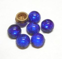 画像1: 2hole Covalt Blue Round Beads 7mm (2個入り）