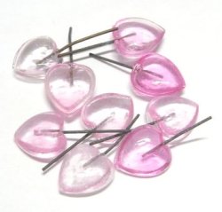画像1: Pink Heart Wired Beads 9*8mm(10個入り）