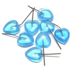 画像1: Blue Heart Wired Beads 9*8mm(10個入り）