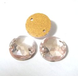 画像1: 2hole Lt.Rose Round Beads 11mm(2個入り）