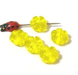 画像1: Yellow Flower Beads 9mm (4個入り）