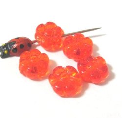 画像1: Orange Flower Beads 9mm (4個入り）