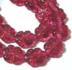 画像1: Pinkish Red Flower Beads 9*7mm(4個入り）
