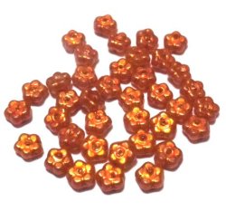 画像1: Dk. Orange Pearl Flower Beads 5mm (10個入り）