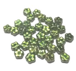 画像1: Green Pearl Flower Beads 5mm (10個入り）