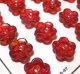 Vintage Red Flower Glass Button 12mm