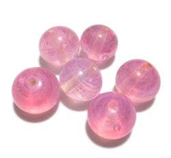 画像1: Pink Swirl Round Beads (4個入り）