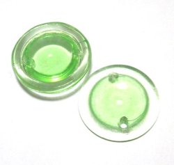 画像1: 2hole Uranium Glass Round Beads 26mm