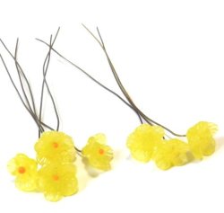 画像1: Yellow Flower Wired Beads 8mm