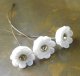 White Flower Wired Beads/w Rhinestone 10mm 