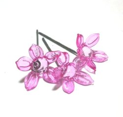 画像1: Pink Flower Wired Beads 18mm