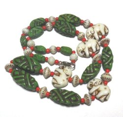 画像1: Vintage Elephant Beads Necklace