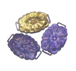 画像1: 2ring Purple Enamel Flower Connector 16*24.5mm