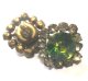 Uranium Yelow/Green Iris Glass Button 12.8mm