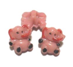 画像1: Vintage Pink Eephant Gass Button 13*11mm