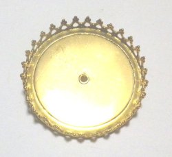 画像1: Brass Round Brooch Crown Setting 36mm