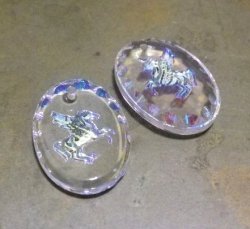 画像2: Vintage Crystal AB Pegasus Oval Pendant 18**13mm