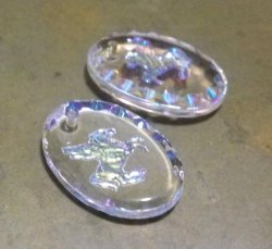 画像3: Vintage Crystal AB Pegasus Oval Pendant 18**13mm