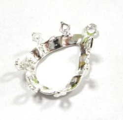 画像1: 1ring Silver Plated Crown Pear(OB) for18*13mm