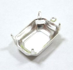 画像1: 1ring Silver Plated Octagon Setting 18*13mm(CB)