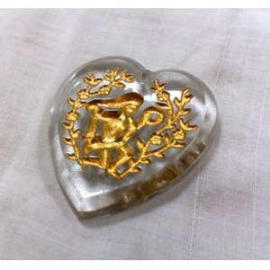 画像: Clear and 24K Gold IntaglioFigural Vintage Glass Pendant