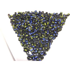 画像: Black,Blue & Green Striped Seed beads