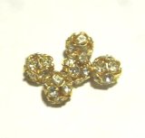 画像: Brass/Crystal Rhinestone Ball 6mm