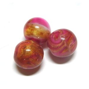 画像: Rose Topaz White Satin Marbled Glass Beads