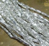 画像: Silver Hollow Glass Beads 約5*1.5mm(1連）