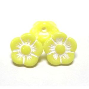 画像: Yellow Flower Beads 10mm