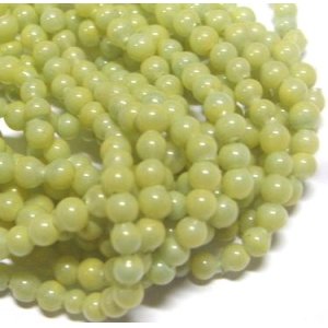 画像: Louis Rousselet Lt Green Round Hollow Glass Beads(1連）