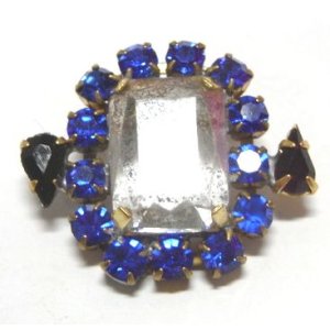 画像: Vintage Rhinestone Button 32*27mm