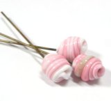 画像: Pink/White Twisted Head Pin 13*11mm