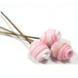 画像: Pink/White Twisted Head Pin 13*11mm