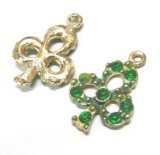 画像: Emerald Clover Rhinestone Charm 23*16mm