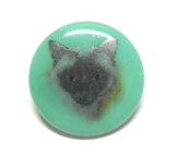 画像: Green Cat Glass Button 18mm