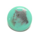 画像: Green Cat Glass Button 18mm