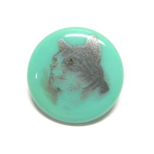 画像: Green Cat Glass Button 18mm