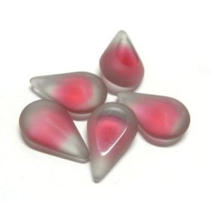 画像: Frosted Blackdiamond&Ruby Drop 13*8mm（5個入り)