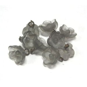 画像: Frosted Dark Gray 1ring Flower Beads 10 mm(10個入り）