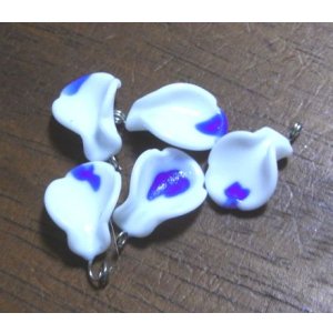 画像: White&Blue 1ring Leaf 20*12mm