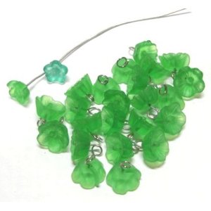 画像: Frosted Green 1ring Flower Beads 5&7mm(23+2個）