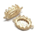 画像: 2ring Matte Gold Lacy Oval Setting for 18*13mm