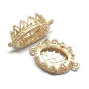 画像: 2ring Matte Gold Lacy Oval Setting for 18*13mm